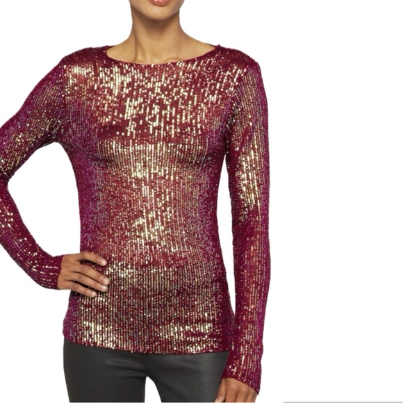 Free People | Gold Rush Sequin Top Wine Combo NWT - Picture 3 of 9
